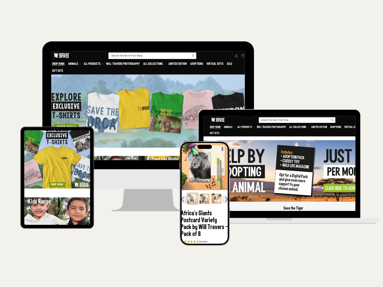 Professional Web Development & E-commerce Solutions - Theme Development for Born Free – Official Online Shop screenshot